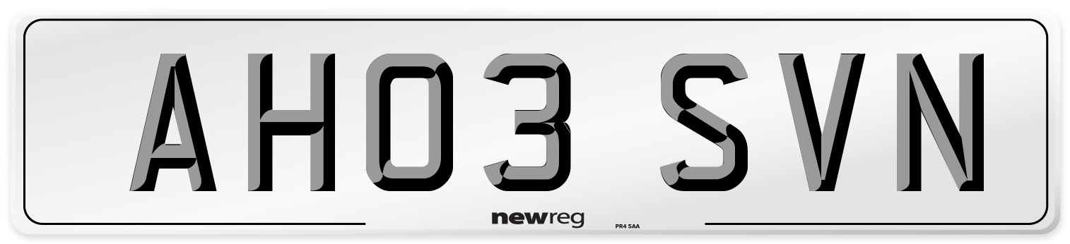 AH03 SVN Number Plate from New Reg